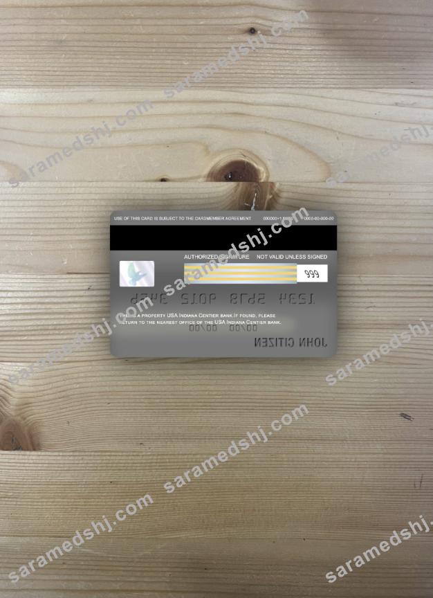 USA Indiana Centier bank visa platinum card photolook back